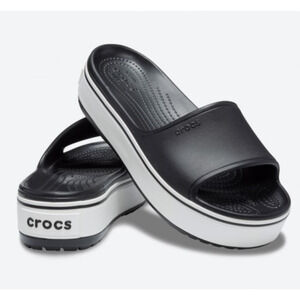 Crocs Women's Sandals Size 6 Crocband Platform Slides Black White